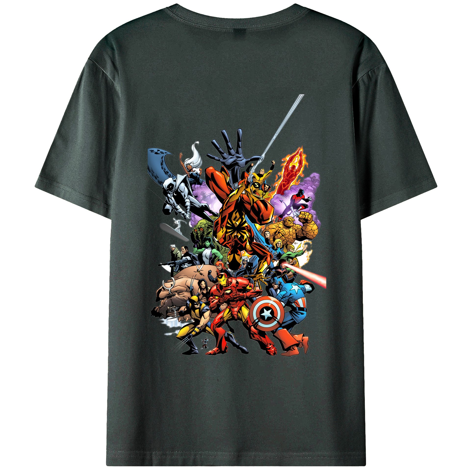 （画像用） アベンジャーズ The Avengers 綿100％ メンズ半袖Tシャツ（バックプリント） 通気性